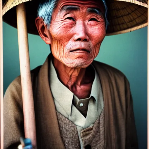 Prompt: photograph of an old japanese man, photograph by steve mccurry