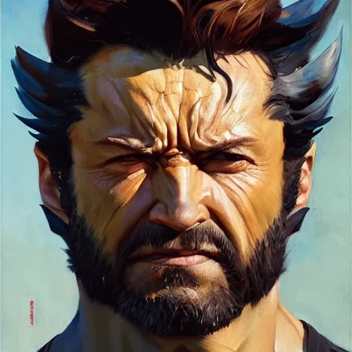 Prompt: greg manchess portrait painting of wolverine, medium shot, asymmetrical, profile picture, organic painting, sunny day, matte painting, bold shapes, hard edges, street art, trending on artstation, by huang guangjian and gil elvgren and sachin teng