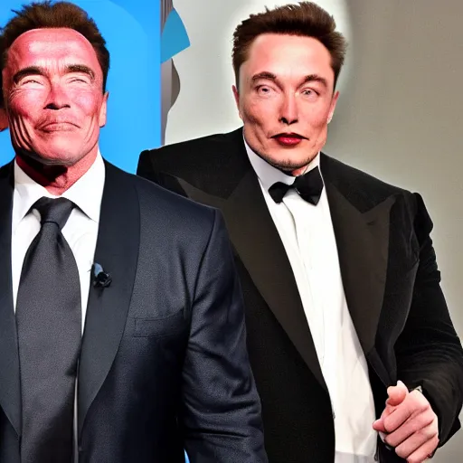 Prompt: body of arnold schwarzenegger with the head of elon musk