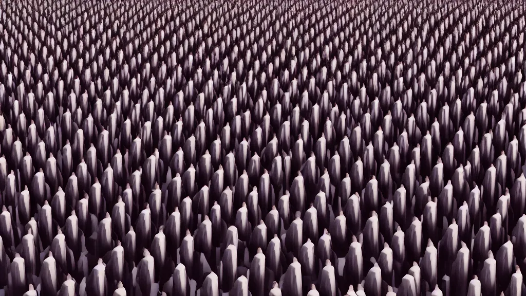 Image similar to 1000 Obama clones chanting ; cinema render by Beeple, 4K