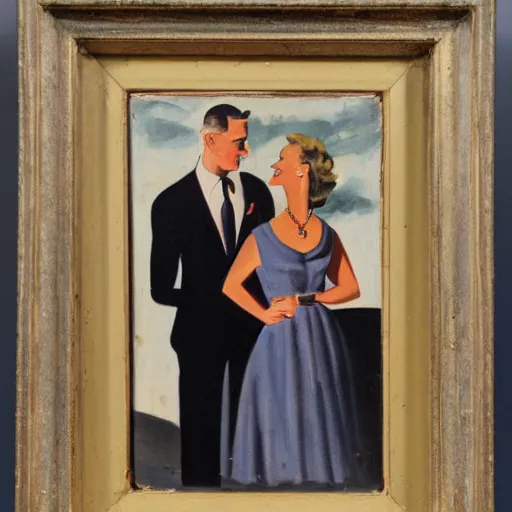 Prompt: 1 9 5 0 s painting portrait of a couple