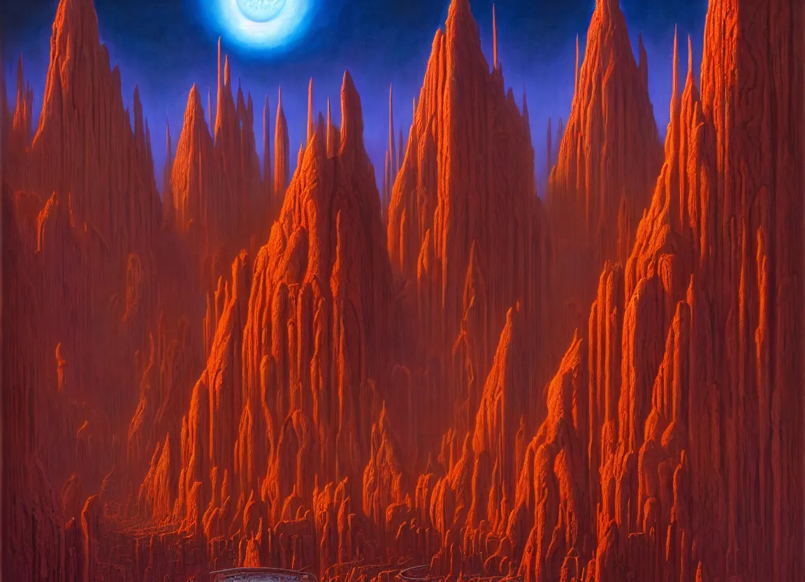 Prompt: immense crematorium gothic architecture advanced technology scifi architectural structure desert planet alien wardrobe tim hildebrandt, wayne barlowe, bruce pennington, donato giancola, larry elmore, oil on canvas, masterpiece, trending on artstation, featured on pixiv, cinematic composition, dramatic, beautiful lighting