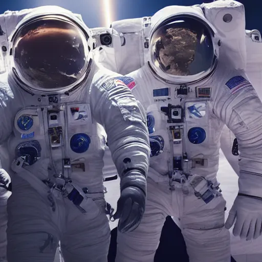 Prompt: keanu reeves in space with astronauts, instagram photo, full hd, 8 k, unreal engine, octane render, hyper detailed, hyper realistic, photorealistic