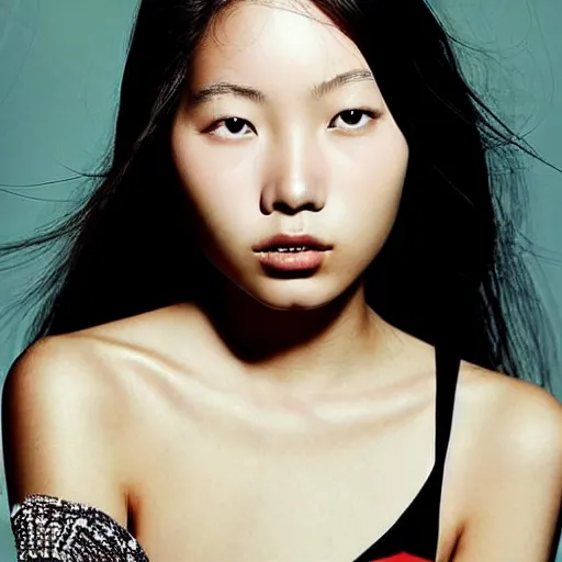 Prompt: photo portrait of beautiful 2 0 - year - old asian woman by mario testino,'models. com ', elegant, luxury, masterpiece, sharp focus