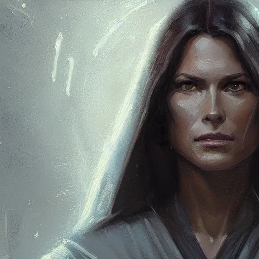 Image similar to portrait of a woman by greg rutkowski, old jedi master jaina solo, star wars expanded universe, she is about 6 0 years old, highly detailed portrait, digital painting, artstation, concept art, smooth, sharp foccus ilustration, artstation hq