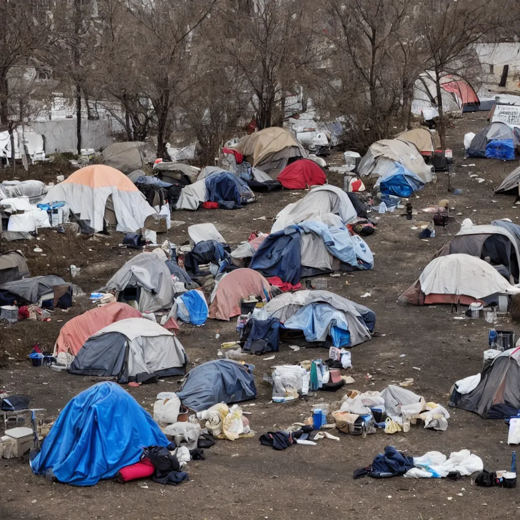 Image similar to an american homeless encampment in a major city