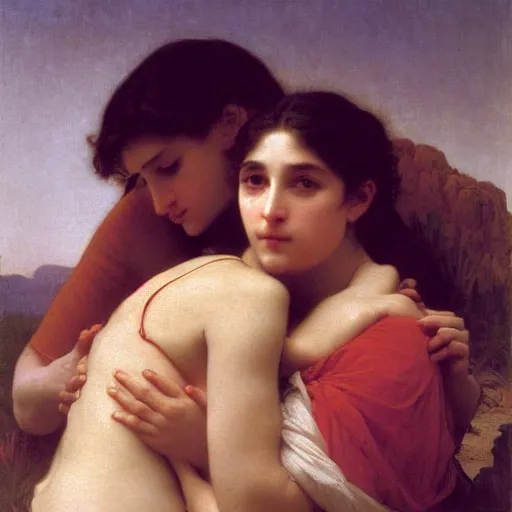 Prompt: good night! in the style of william bouguereau, alexandre cabanel, jules joseph lefebvre oil on canvas, 1 8 6 0, 4 k resolution