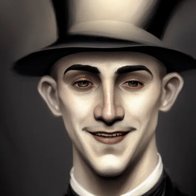 Image similar to portrait of a 1 9 2 5 magician, clean shaven, smiling, atmospheric lighting, intricate, ultra detailed, well composed, best on artstation, cgsociety, epic, stunning, gorgeous, intricate detail, wow, masterpiece