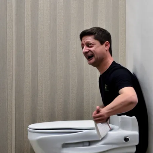 Image similar to Zelensky flushes himself in the toilet