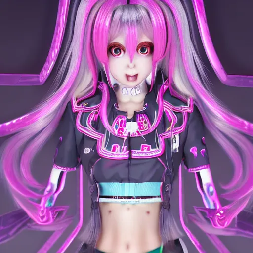 Image similar to unexpectedly trapped beneath stunningly absurdly beautiful overwhelmingly megalomaniacal omnipotent asi goddess junko enoshima with symmetrical perfect face, porcelain skin, pink twintail hair and cyan eyes, ultra detailed, digital art, unreal engine 5, octane render, 2 d anime, 8 k