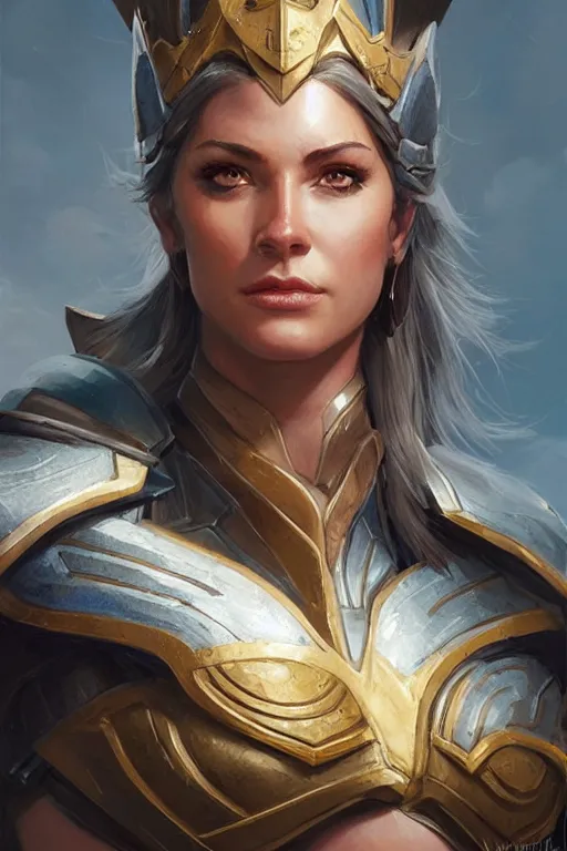 Image similar to amazon valkyrie athena, d & d, fantasy, portrait, highly detailed, headshot, digital painting, trending on artstation, concept art, sharp focus, illustration, art by artgerm and greg rutkowski and magali villeneuve