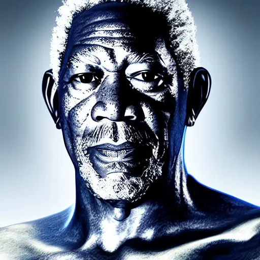 Prompt: Morgan Freeman as the Silver Surfer, octane render