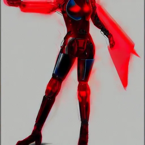 Image similar to cyberpunk cyborg dressed in red silk, in the style of robotpencil