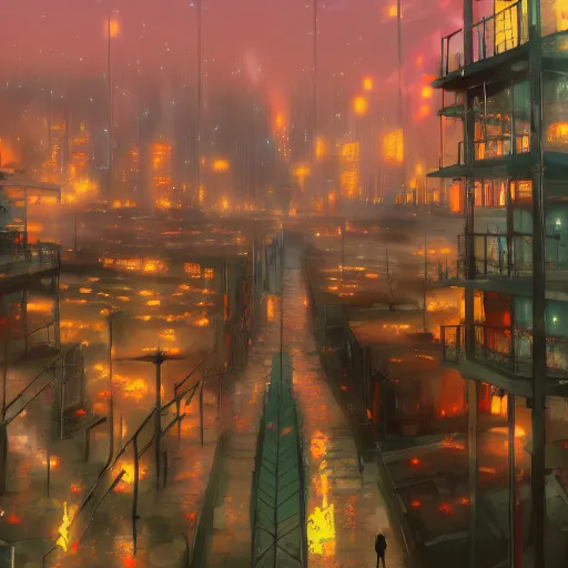 Image similar to Flame Contaminated City of Fuyuki, anime concept art by Makoto Shinkai