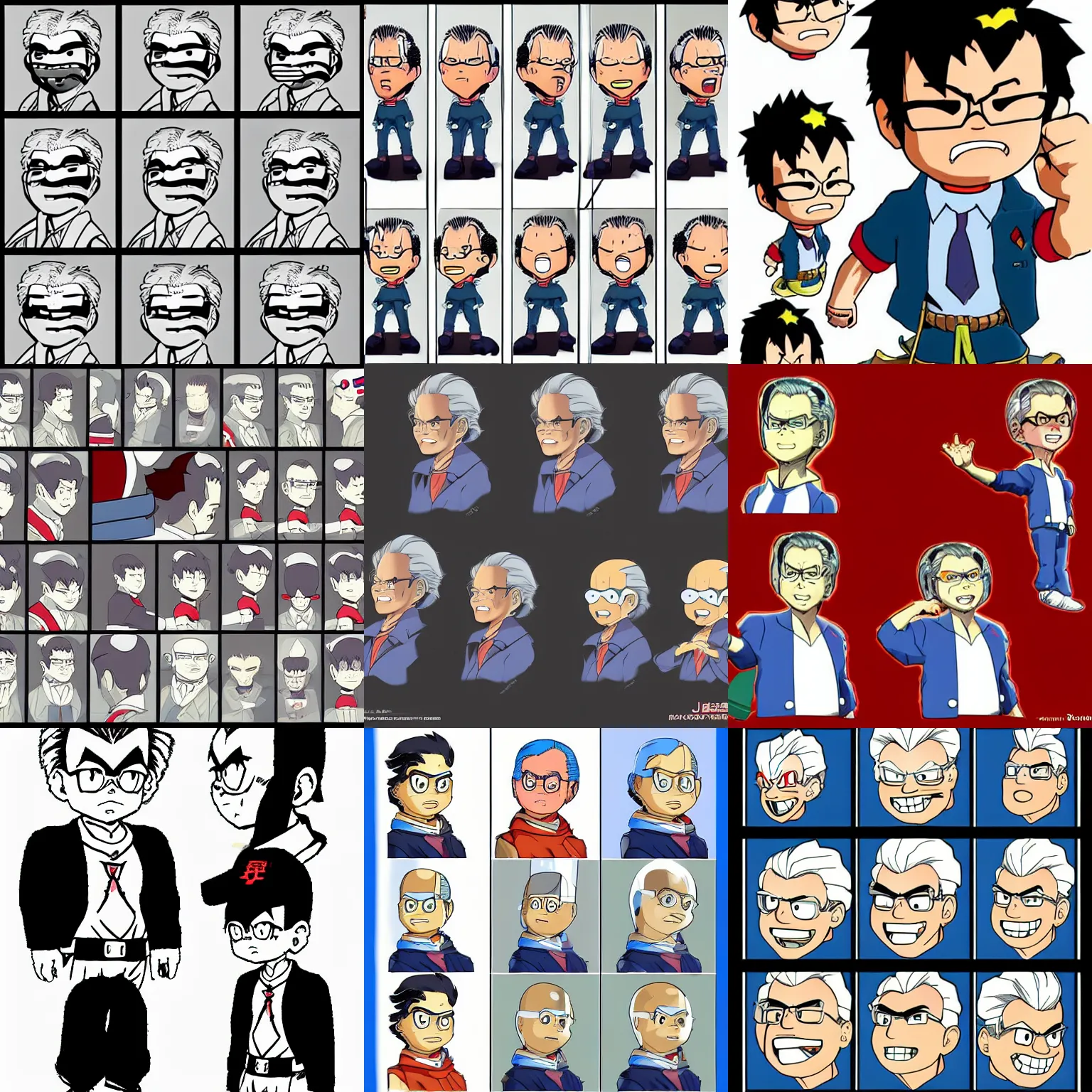 Prompt: jeb bush, anime model sheet, character sheet, in the style of akira toriyama and dragon quest