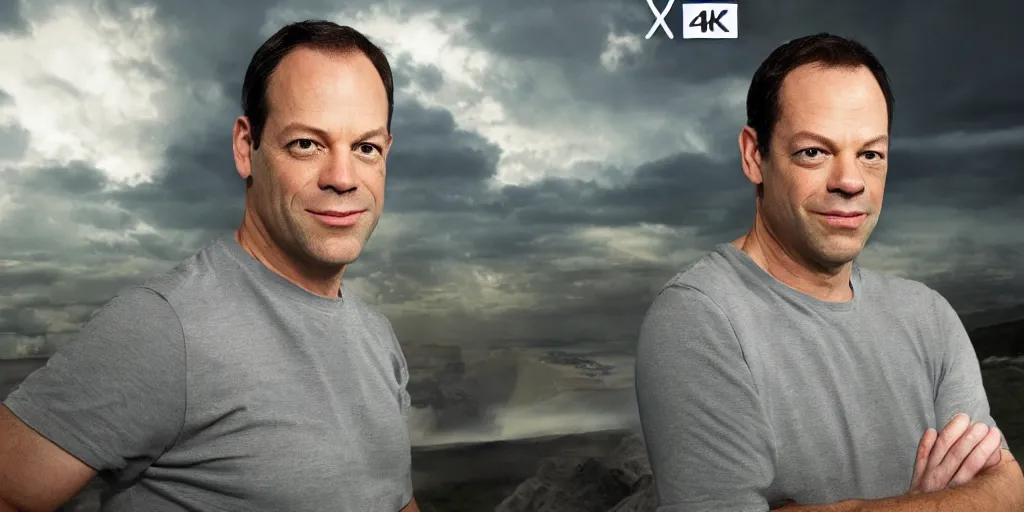 Prompt: phil spencer, phil spencer, phil spencer, american top manager, ceo of microsoft gaming ( xbox ), a division of microsoft engaged in the development of computer games and video game x - box, c wetplate, yellow light in the clouds, 4 k,