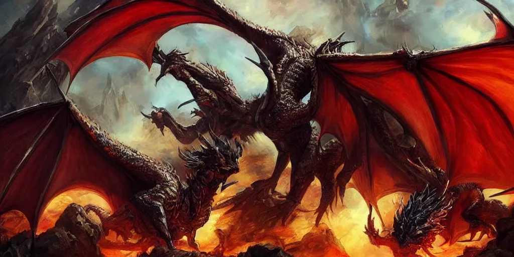 Prompt: dragon wings, barroque painting, ultra realistic. cinematic, dynamic. magic the gathering style. epic fantasy