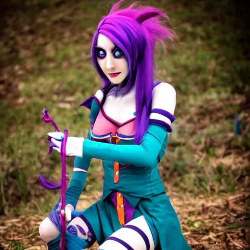 Prompt: Jinx from Arcane cosplay