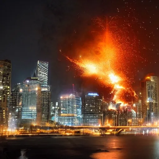 Image similar to gigantic explosion in city