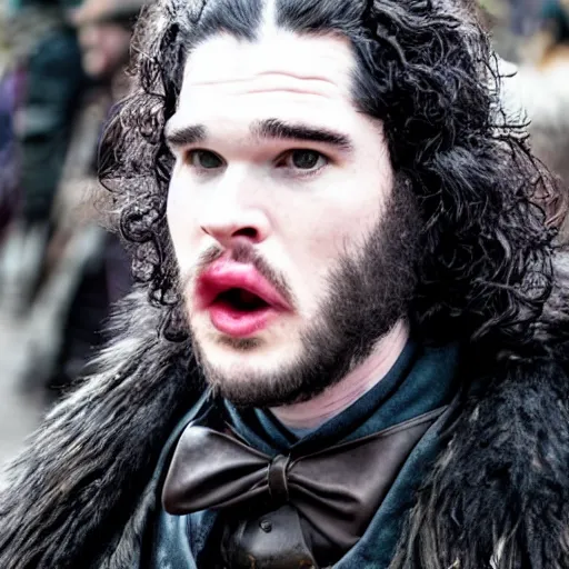 Prompt: john snow eating a hamburger