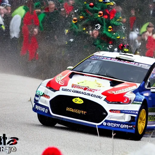 Image similar to Petter Solberg driving straight into the christmas tree