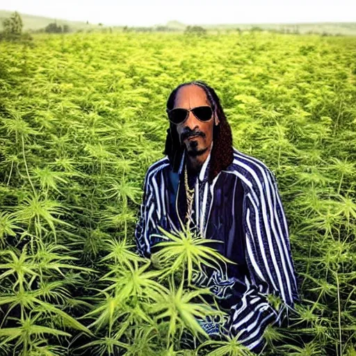 Image similar to snoop dogg in a weed field