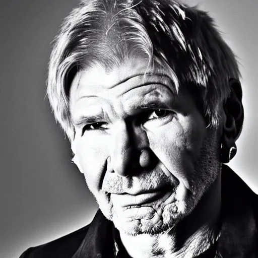 Image similar to harrison ford from indiana jone, but with very big ears. black and white photo rolling stone magazine 8 k