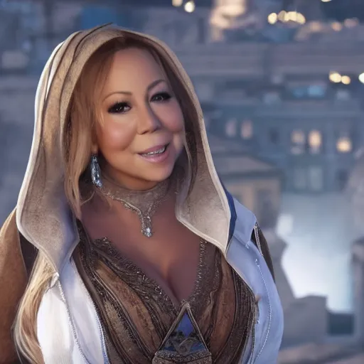 Prompt: mariah carey in assassins creed, official screenshot 4 k