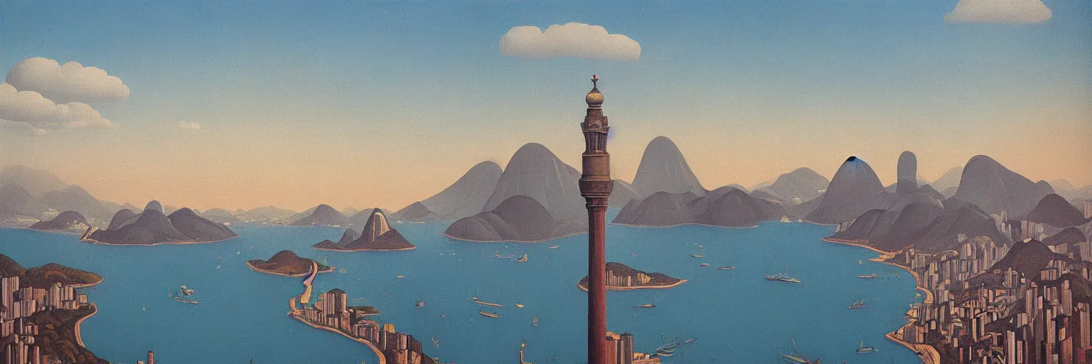 Prompt: rio de janeiro cityscape oil painting magritte