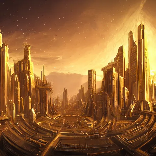 Image similar to Golden Portal City, by Sebastian Luca