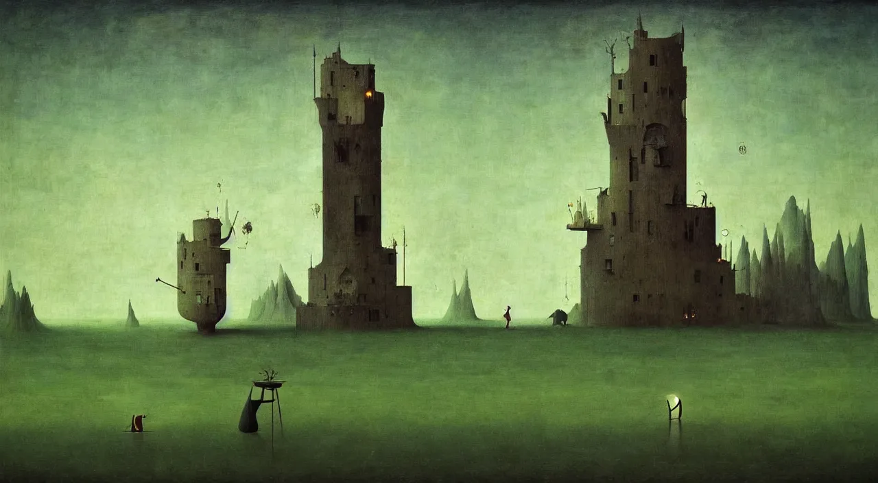 Prompt: single flooded simple!! falling tower anatomy, very coherent and colorful high contrast masterpiece by franz sedlacek hieronymus bosch dean ellis simon stalenhag rene magritte gediminas pranckevicius, dark shadows, sunny day, hard lighting