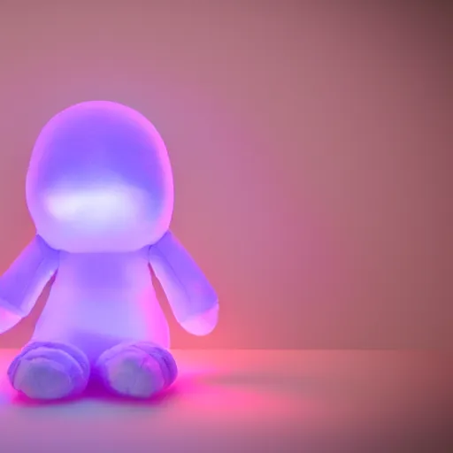 Prompt: cute fumo plush girl who is photoluminescent, jelly glow, neon lens flare, vray