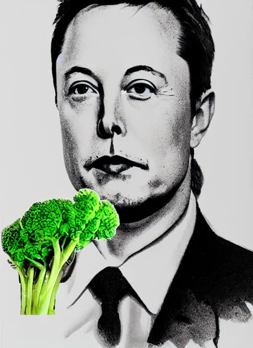 Image similar to portrait of elon musk made of brocoli