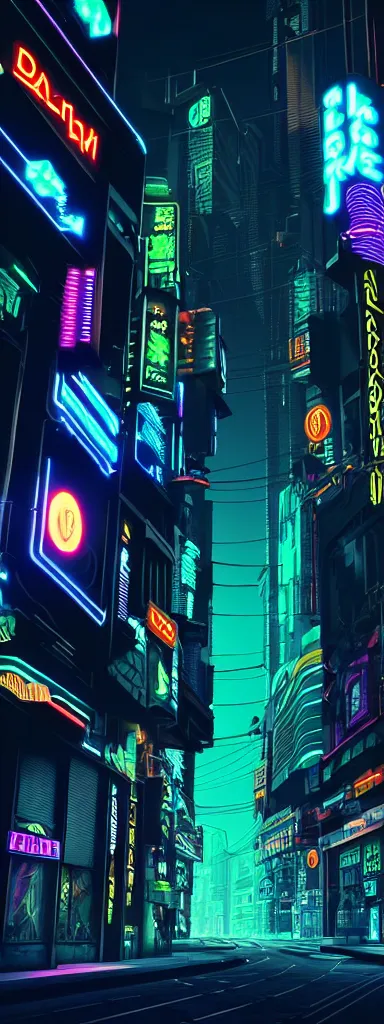 Prompt: A magnificent dark neon futuristic cyberpunk city bustling street at night made in cinema4d,
