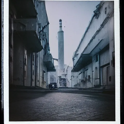 Image similar to moonwalker photo, city street on the moon, a detailed image of a future norilsk base, moon landscape, streetphoto, polaroid