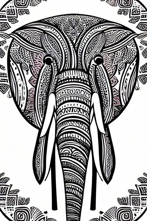 Prompt: minimalist boho style art of a colorful elephant, illustration, vector art