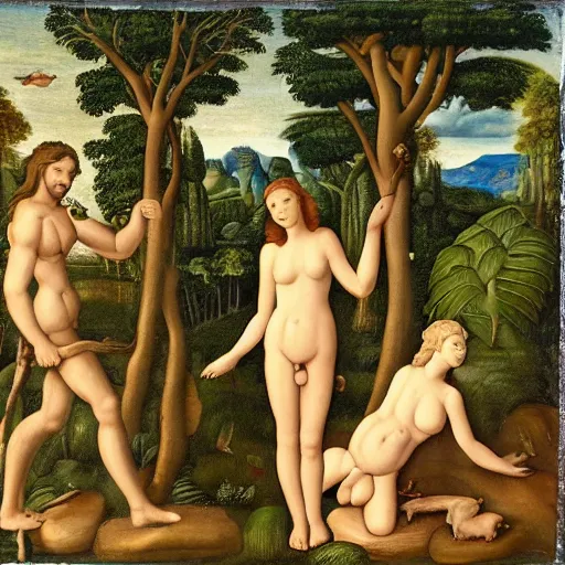 Prompt: Adam and eve in the garden of Eden