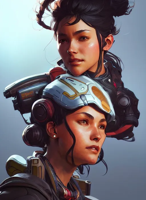 Image similar to Apex Legends Woman, highly detailed, digital painting, artstation, concept art, smooth, sharp focus, illustration, art by artgerm and greg rutkowski and alphonse mucha