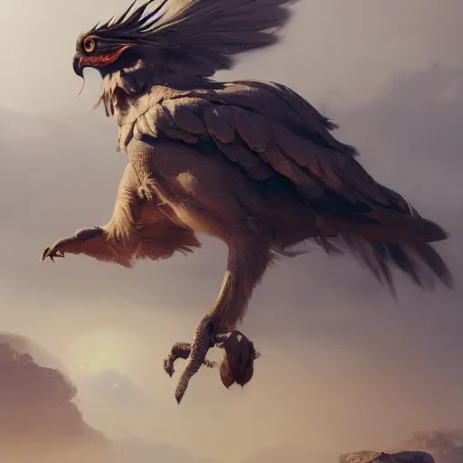 Prompt: A Gryphon with a human upper body, intricate, elegant, volumetric lighting, scenery, digital painting, highly detailed, artstation, sharp focus, illustration, concept art, ruan jia, steve mccurry