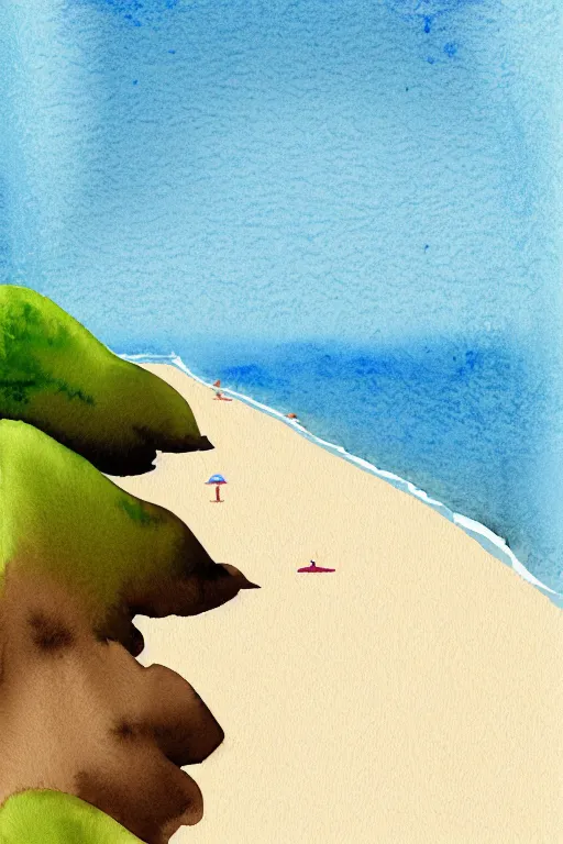 Image similar to minimalist watercolor art of rio beach, illustration, vector art