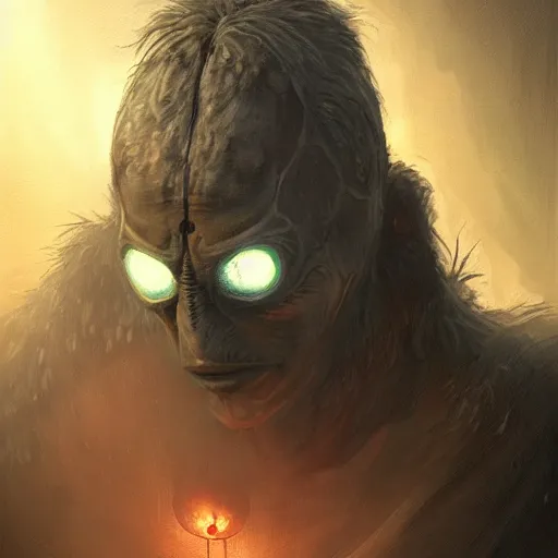 Prompt: a hyper realistic portrait painting of the mothman, glowing eyes, creepy, backlight, horror vibe, real, realistic lighting in the style of greg rutkowski, trending on artstation, retro fantasy