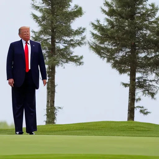 Prompt: donald trump is playing golf with hitler