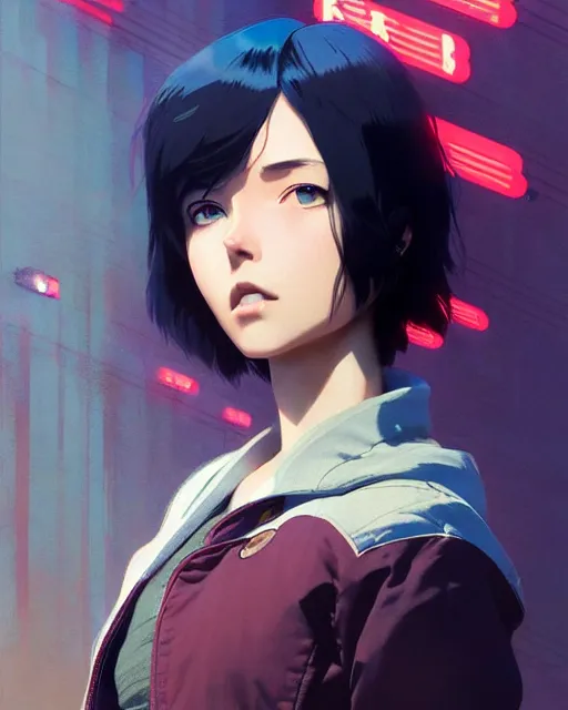 Prompt: a girl with short hair blowing in the wind | | fine detail!! anime!! realistic shaded lighting!! poster by ilya kuvshinov katsuhiro otomo ghost - in - the - shell, magali villeneuve, artgerm, jeremy lipkin and michael garmash and rob rey