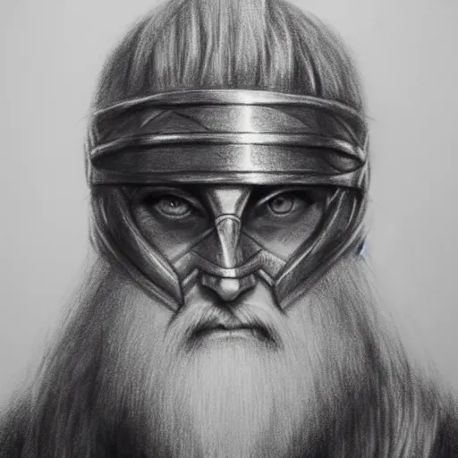 Prompt: Odin missing eye, charcoal portrait, artstation, fine-detailed