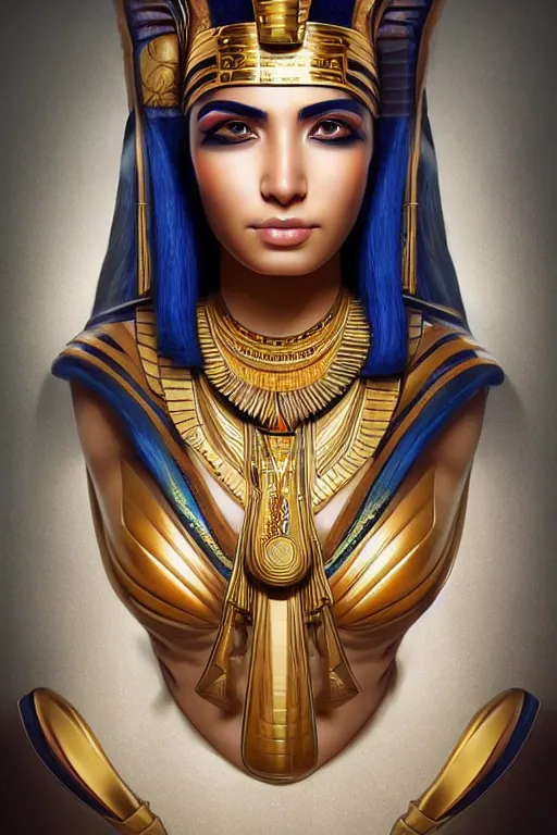 Image similar to a highly detailed beautiful portrait of a egyptian god with facial expression / emotion : sad in the style of artgerm.