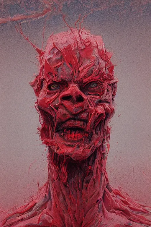 Prompt: Spirit of rage, face distorted by anger, red, disco elysium, highly detailed, digital painting, artstation, concept art, smooth, illustration, art by Wayne Barlowe and Zdislav Beksinski and Francis Bacon