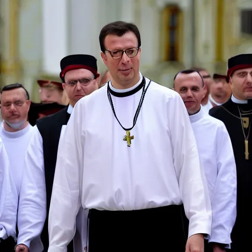 Prompt: president of serbia, aleksandar vucic as a priest