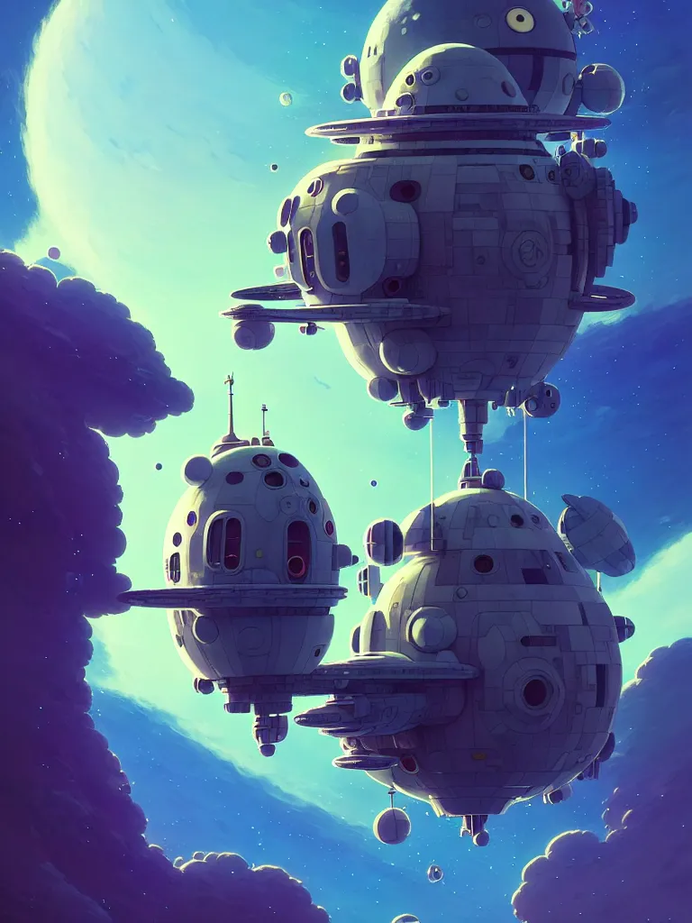 Image similar to space ship, moody, fluffy, ::alejandro jodorowsky, studio ghibli, beeple and James Gilleard and Justin Gerard :: ornate, dynamic, particulate, intricate, elegant, highly detailed, centered, artstation, smooth, sharp focus, octane render, 3d