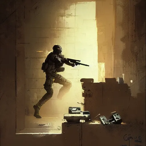 Image similar to counter strike, vintage comic by greg rutkowski