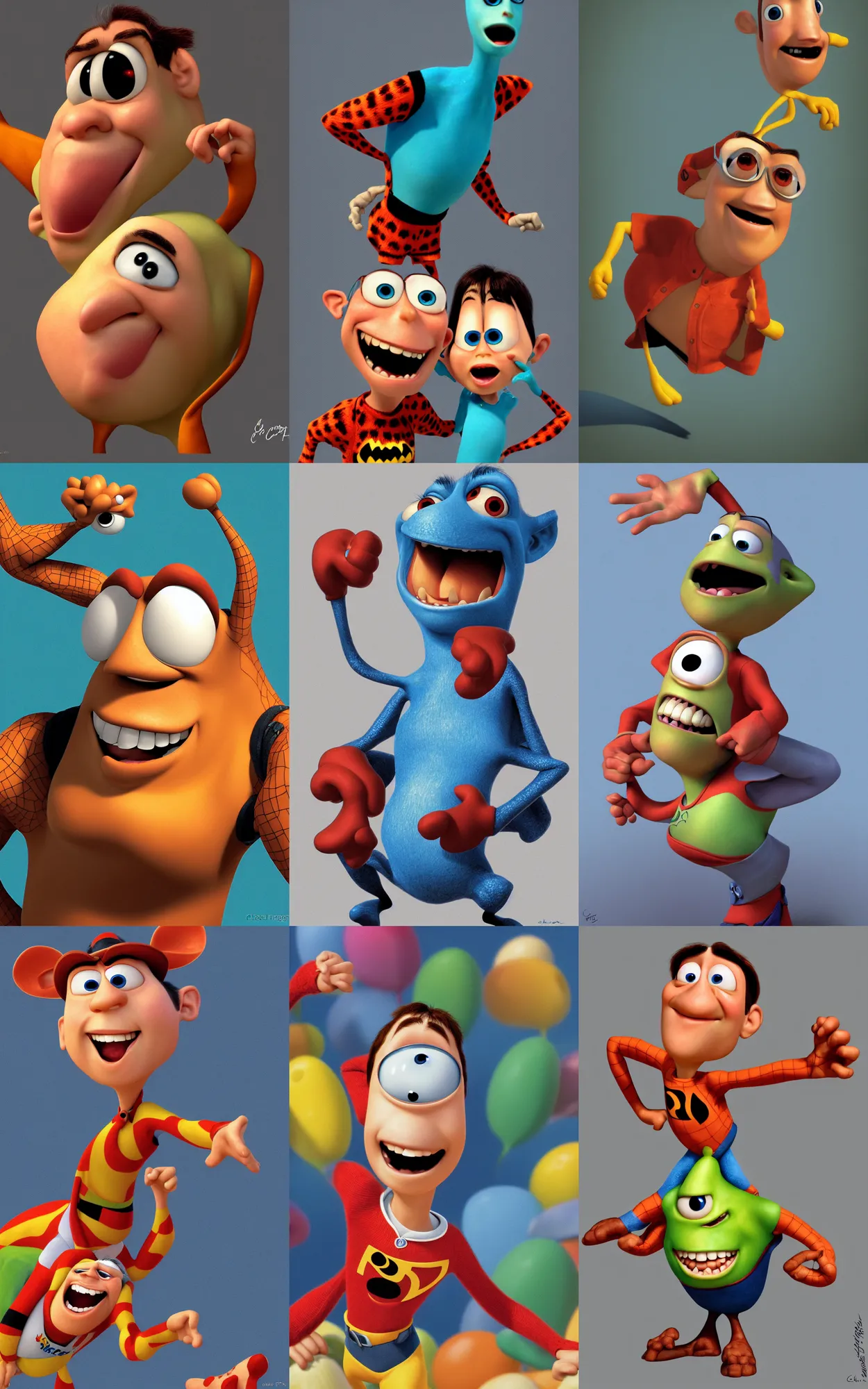 Prompt: pixar character by charles freger